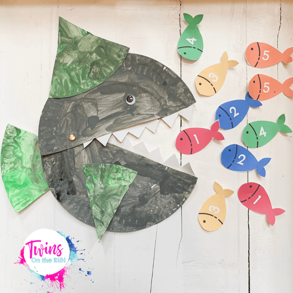 Shark crafts with counting fish!